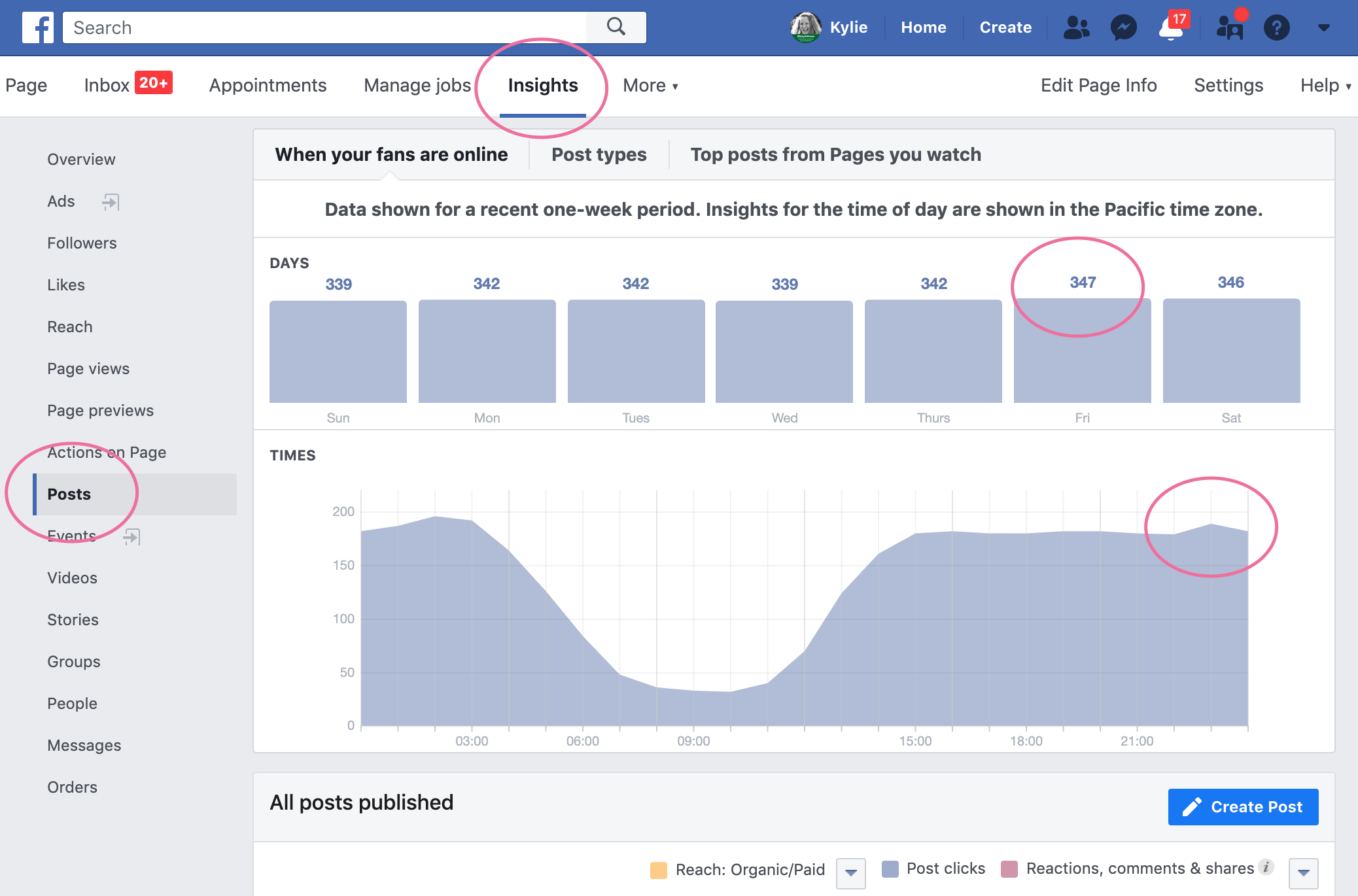 best times to post on facebook business page insights 