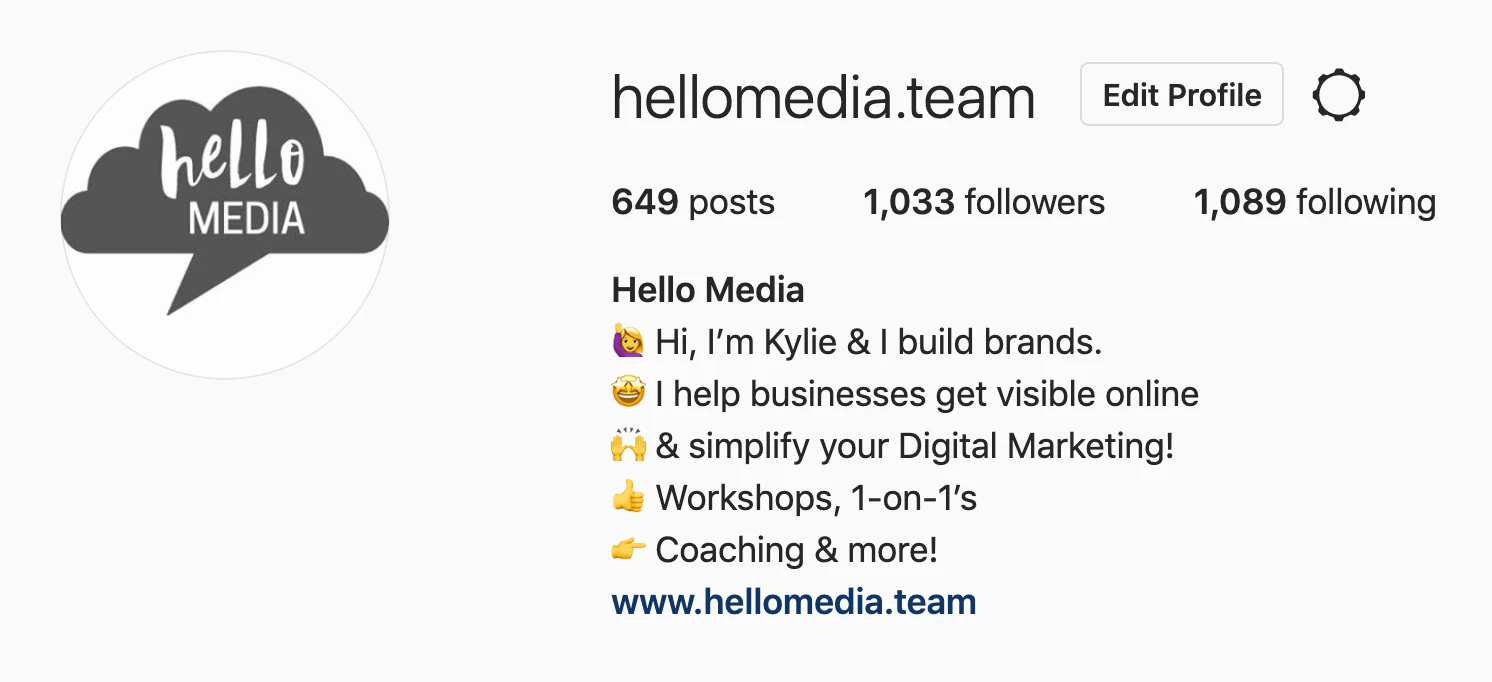 hello media instagram bio post social media tags followers