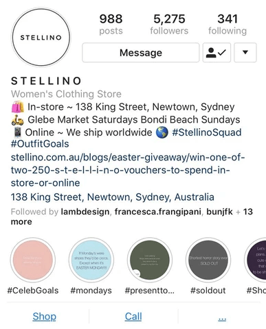 stellino instagram reduced bio large hello media social media