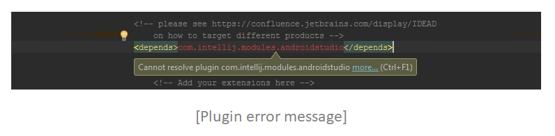 Plugin error message