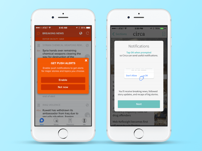Requesting the ability to send notifications in the Circa and Breaking Newsapps