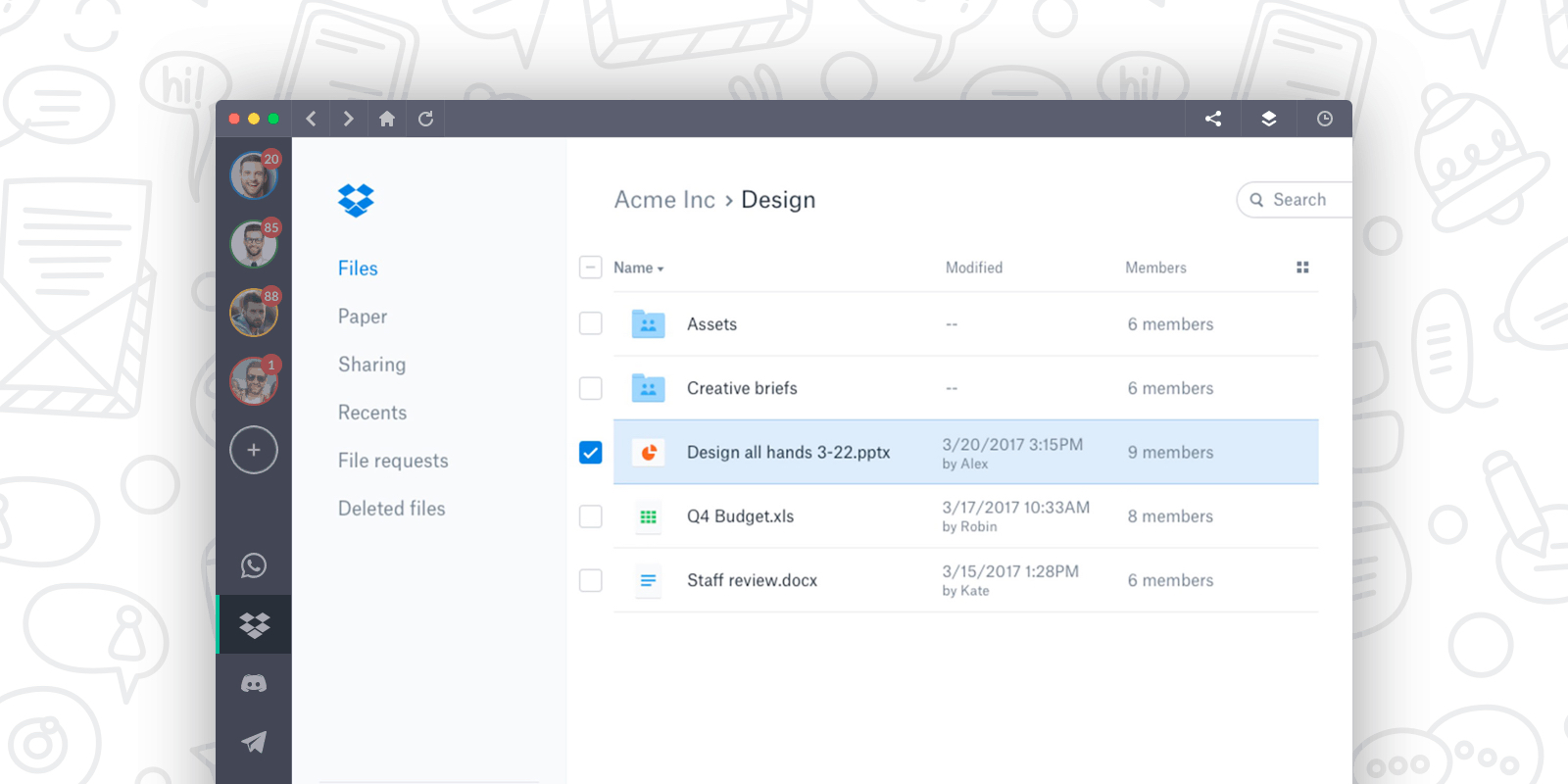 dropbox ui screenshot