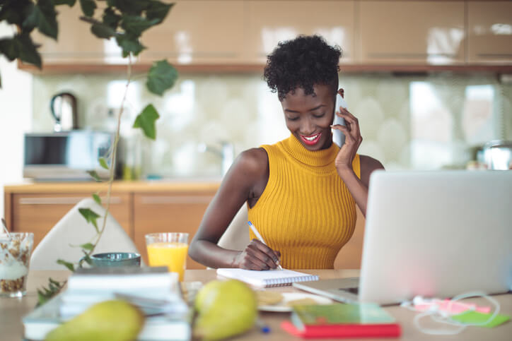 remote worker on phone