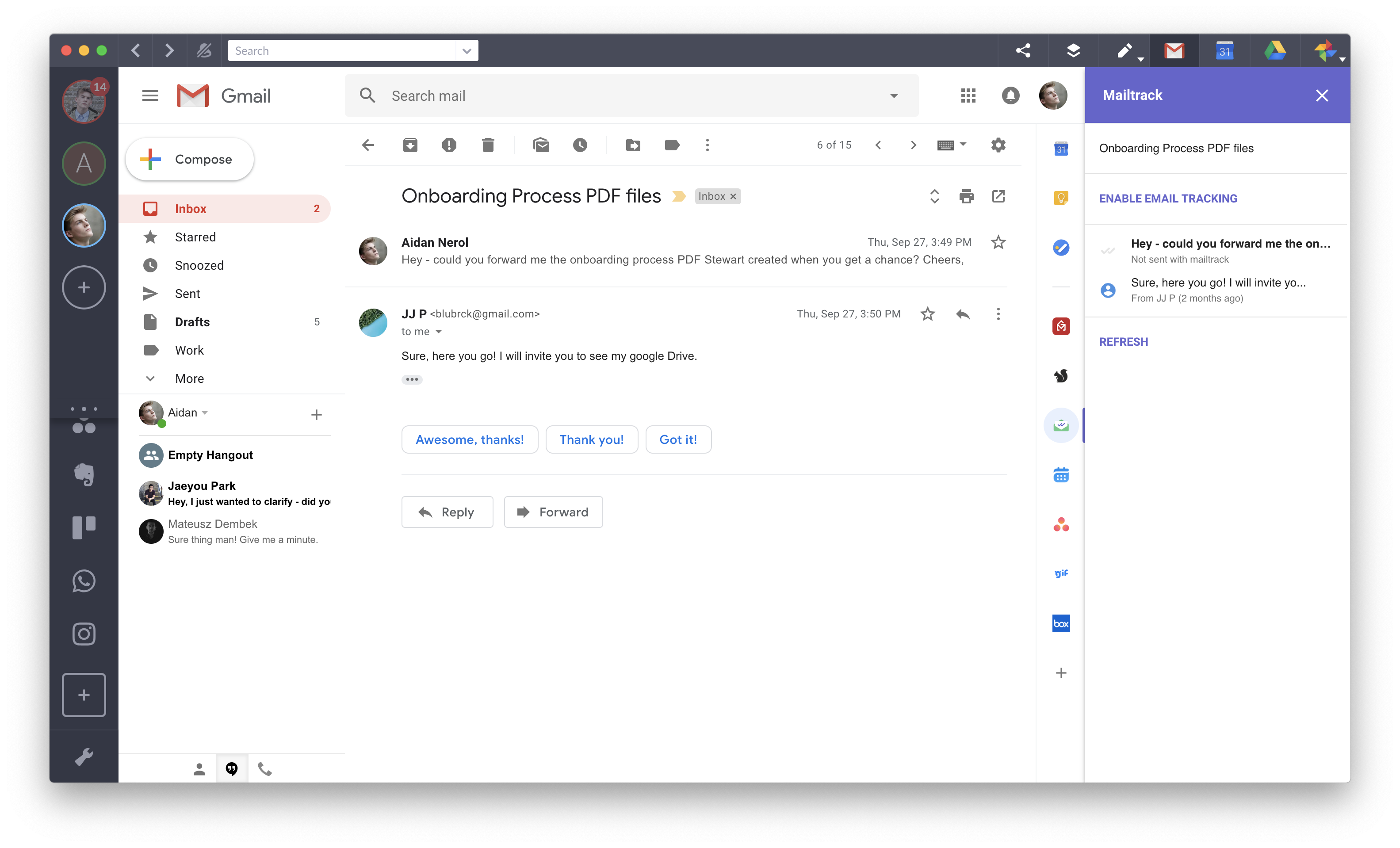 mailtrack gmail add on