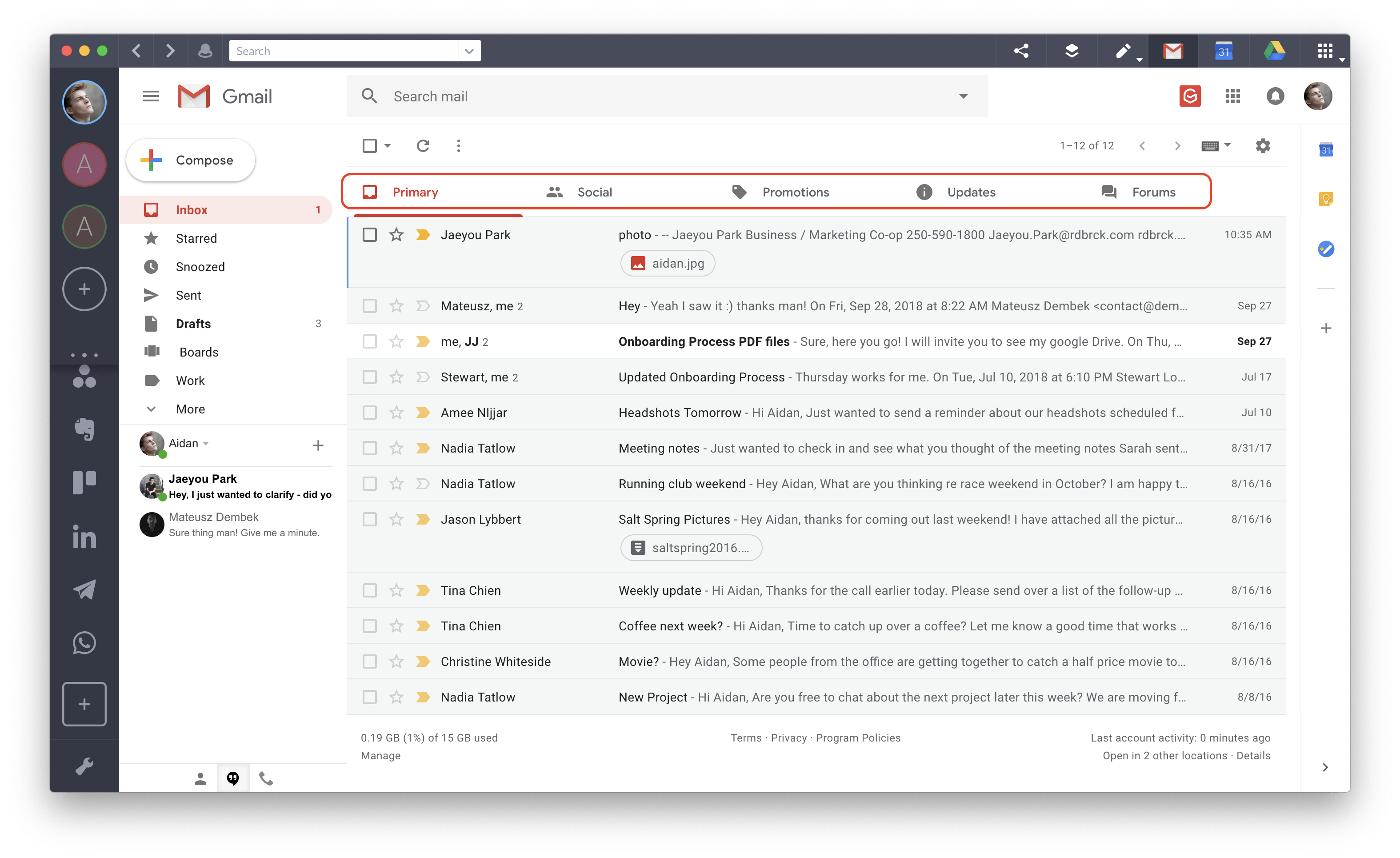 gmail inbox category tabs