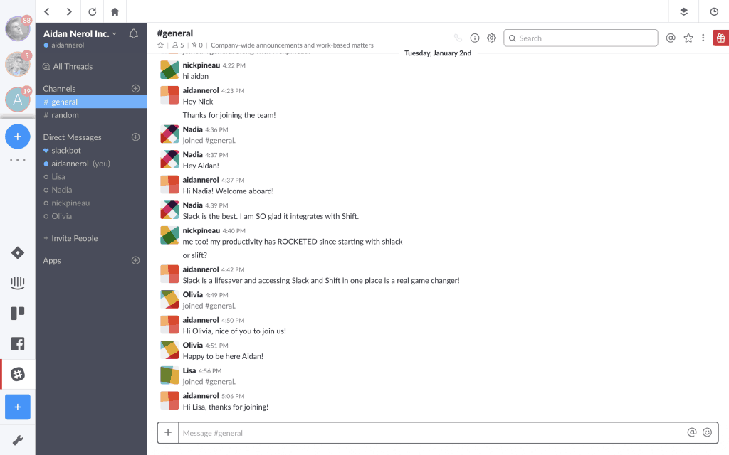 Add Slack to Shift for maximum productivity.