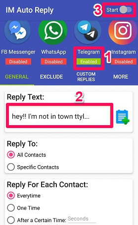 在 Telegram 上设置自动回复