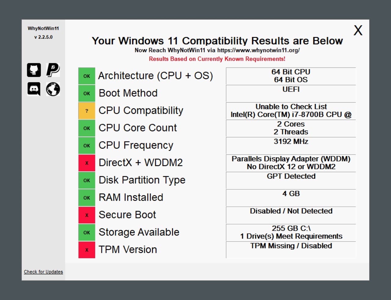 電腦無法升級 Windows 11？WhyNotWin11 告訴你不符合的檢測項目