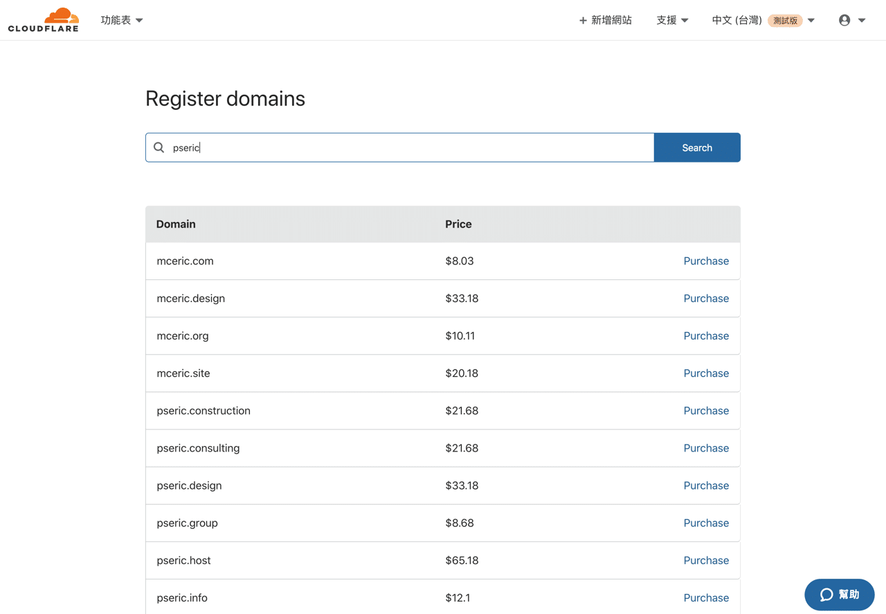 Cloudflare 註冊網域