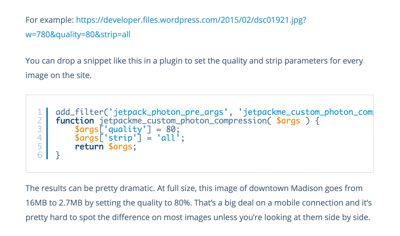 設定 Jetpack 網站加速器的圖片畫質（Photon CDN）