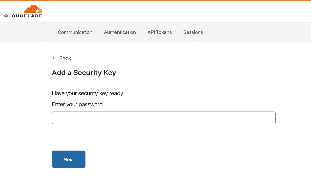 Cloudflare 現已支援 Security Key 驗證方式