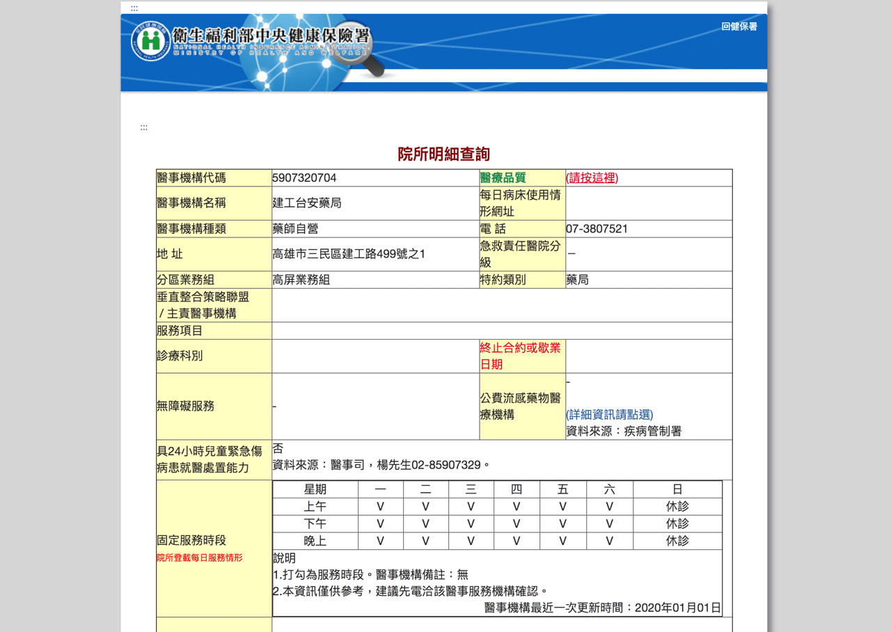 健保特約藥局查詢