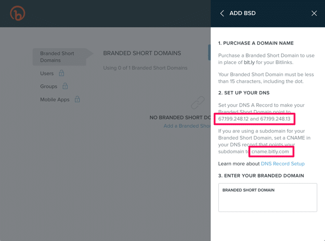 Bitly custom domain