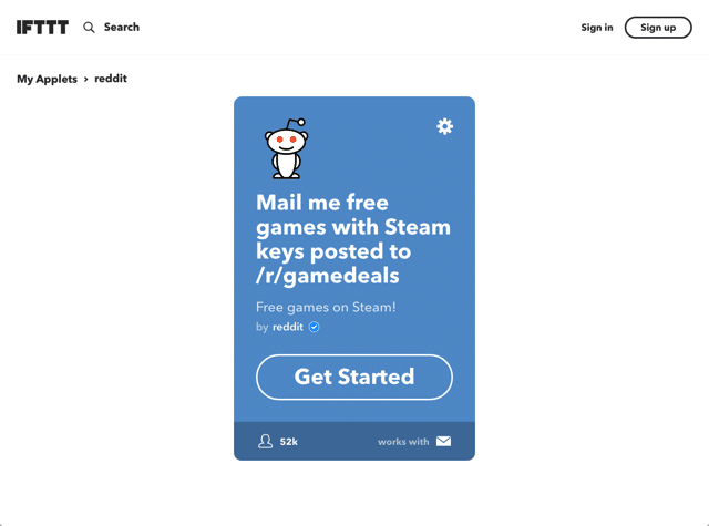 IFTTT 當 Steam 免費遊戲出現時自動以 Email 寄回信箱通知