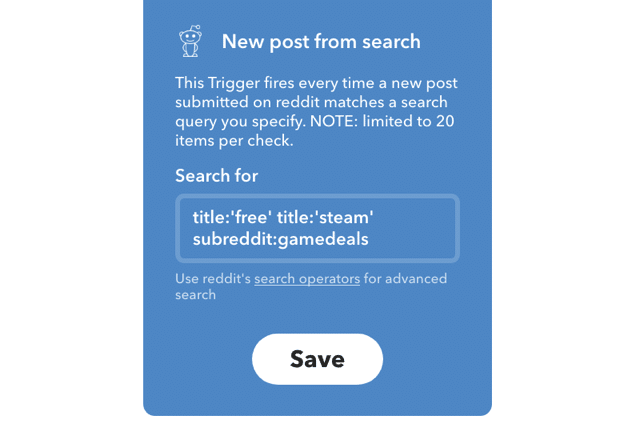 IFTTT 當 Steam 免費遊戲出現時自動以 Email 寄回信箱通知