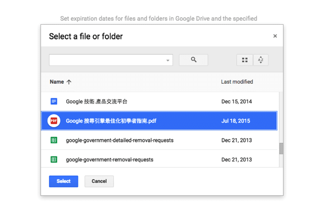 Expire Google Drive Files