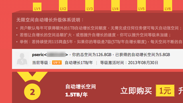 115網盤空間升級為115GB，可自動增加無限空間