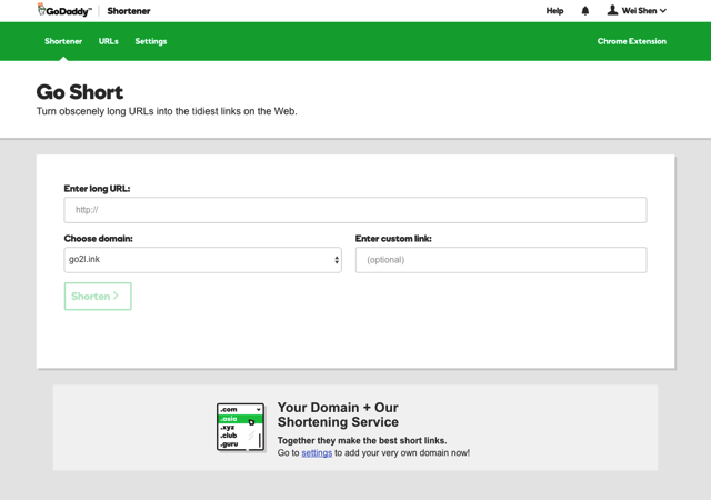 GoDaddy URL Shortener