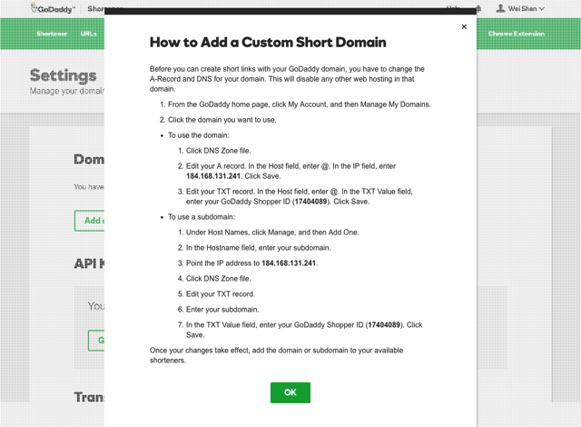 GoDaddy URL Shortener