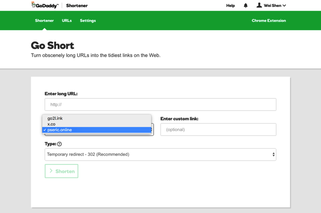 GoDaddy URL Shortener