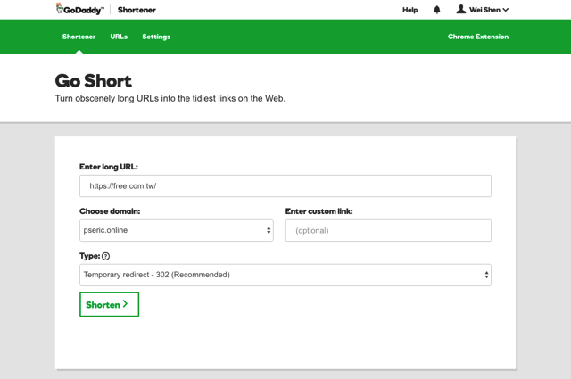 GoDaddy URL Shortener