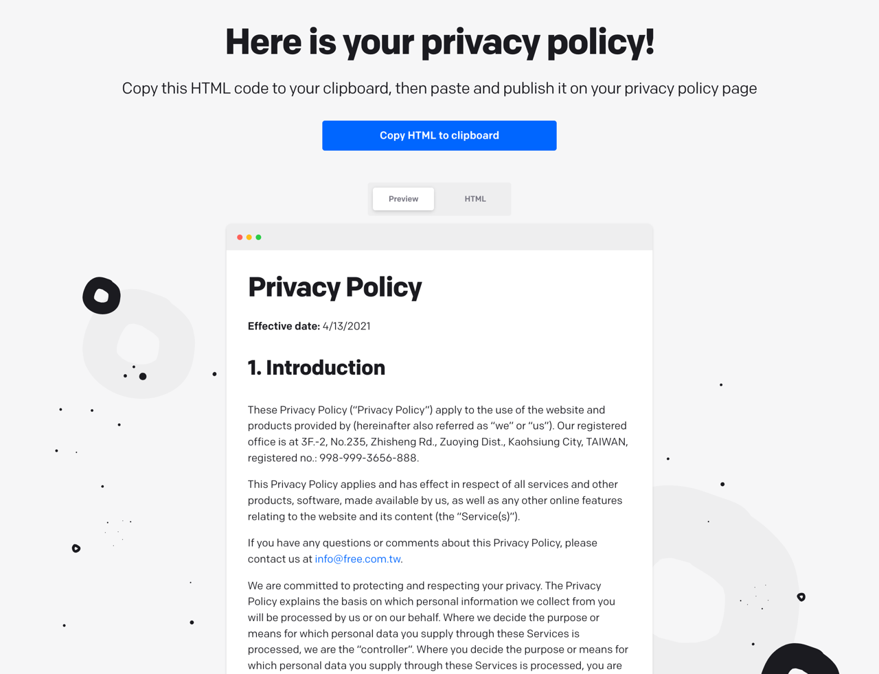 Free Privacy Policy Generator by LiveChat