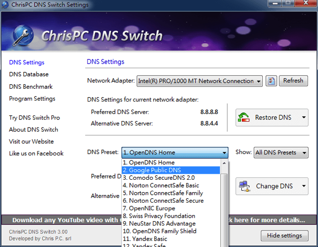 ChrisPC DNS Switch