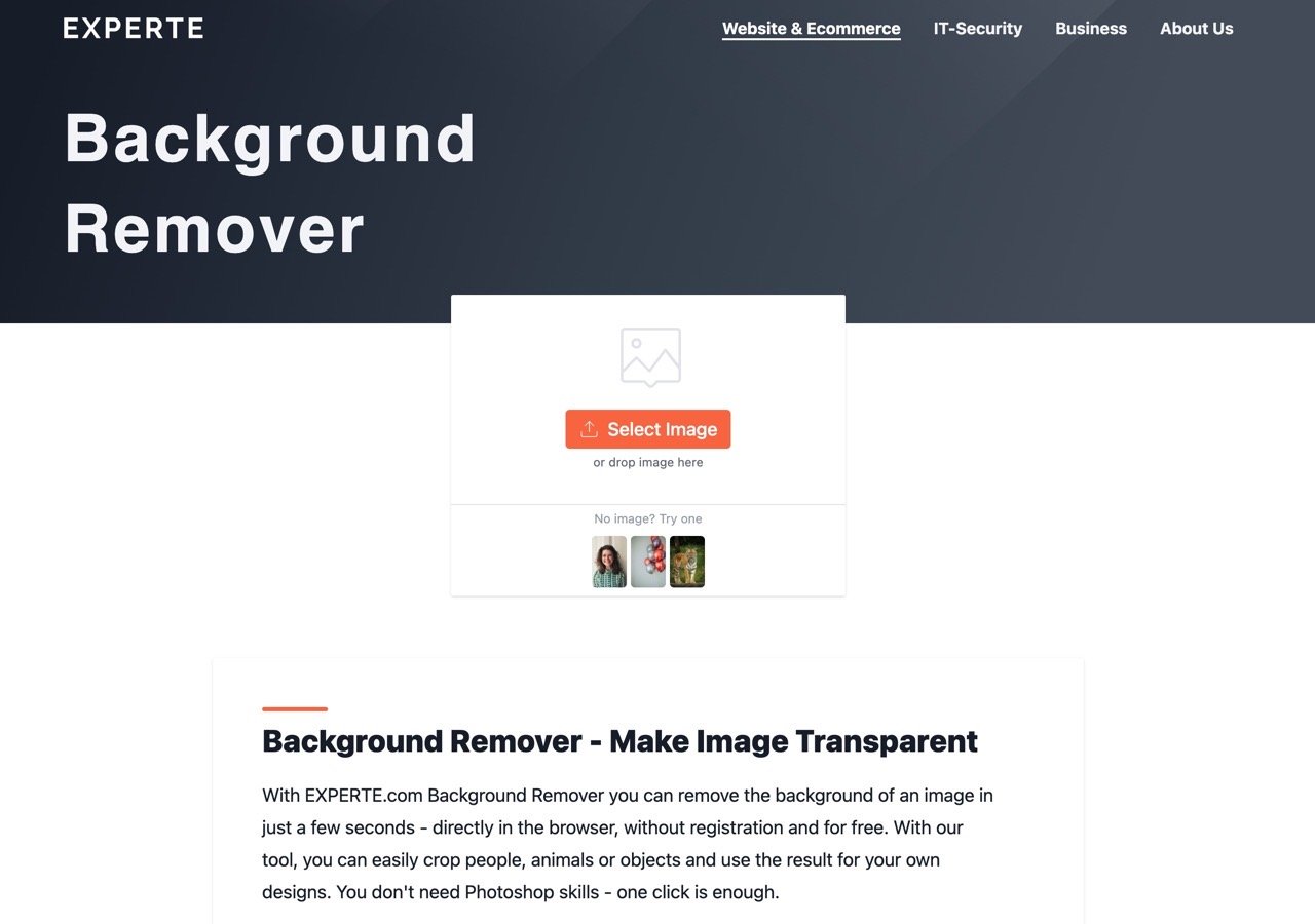 EXPERTE 免費線上圖片去背，自動去除背景可下載高畫質結果