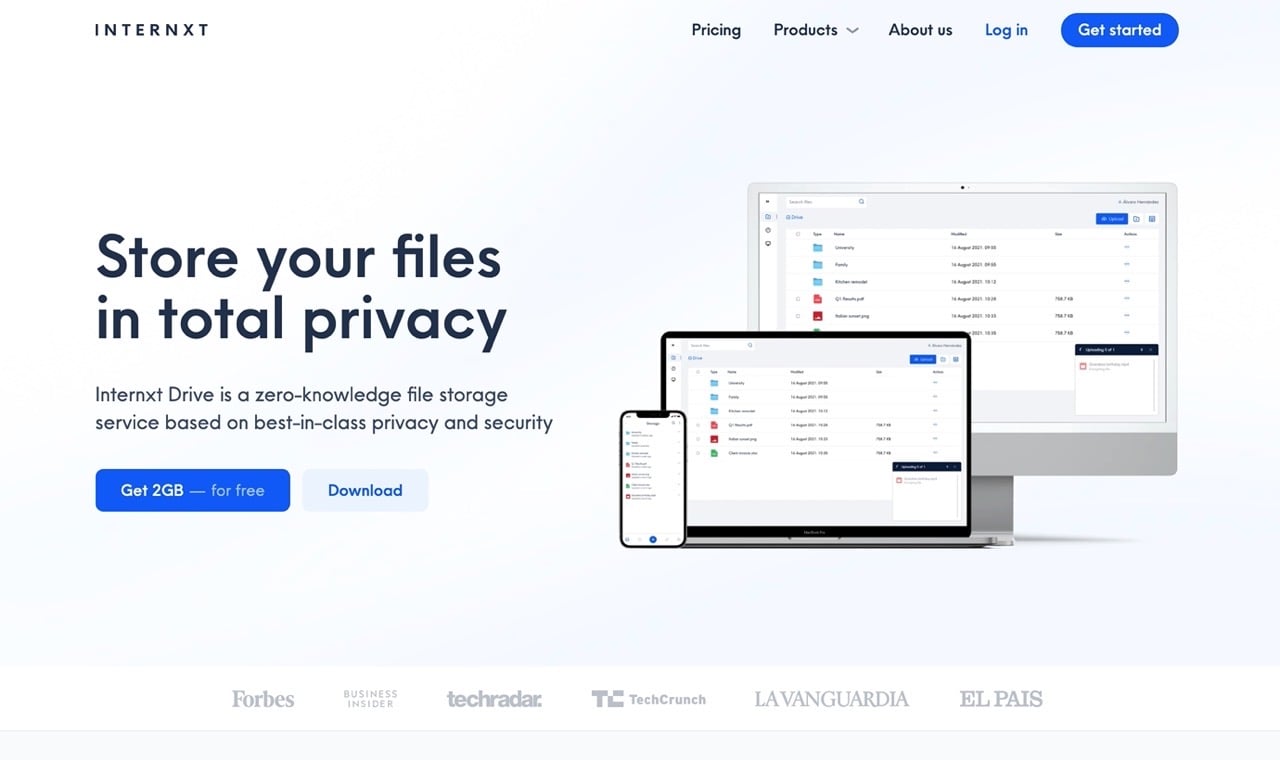 Internxt Drive 致力於保護隱私雲端硬碟，免費 2 GB 可同步電腦手機資料