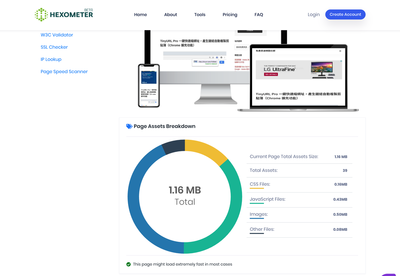 Hexometer Website Analyzer