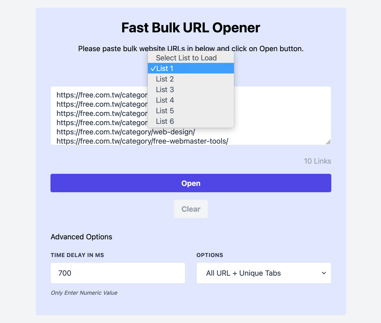 Open Bulk URL