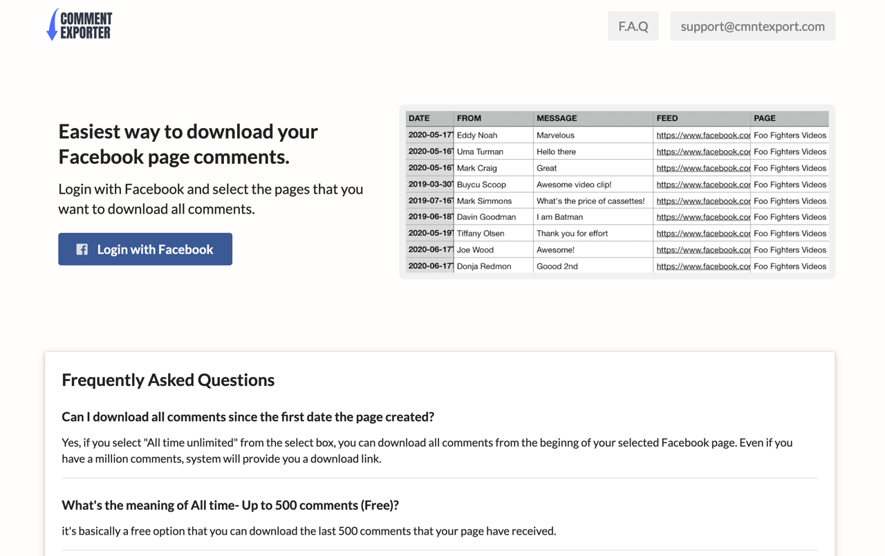 Facebook Comment Export 將臉書粉絲專頁留言匯出下載為 csv 格式