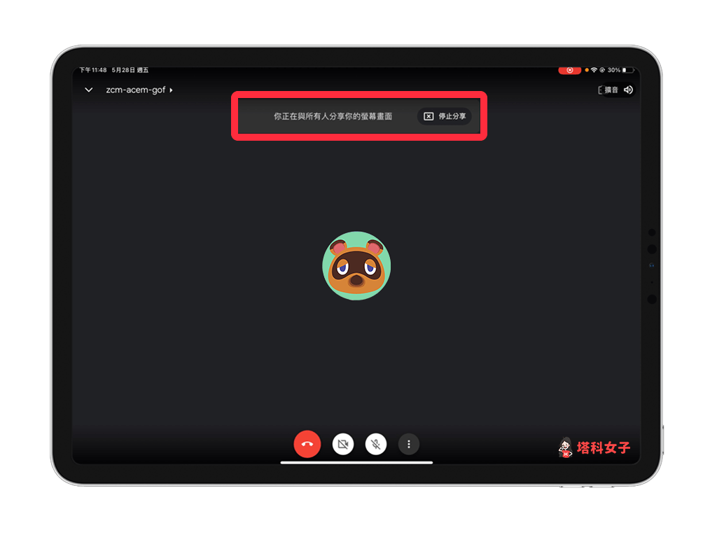 Google Meet iPad 分享螢幕畫面
