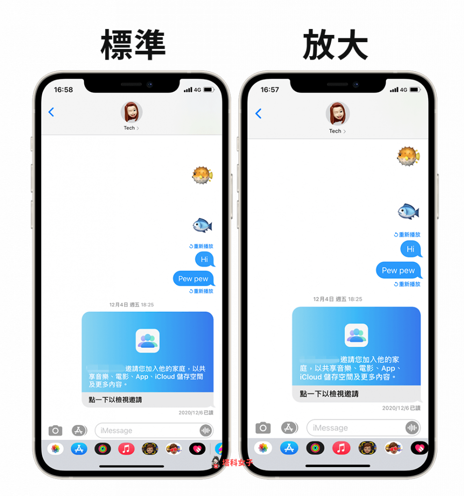 iPhone App 圖示變大：放大模式效果 訊息