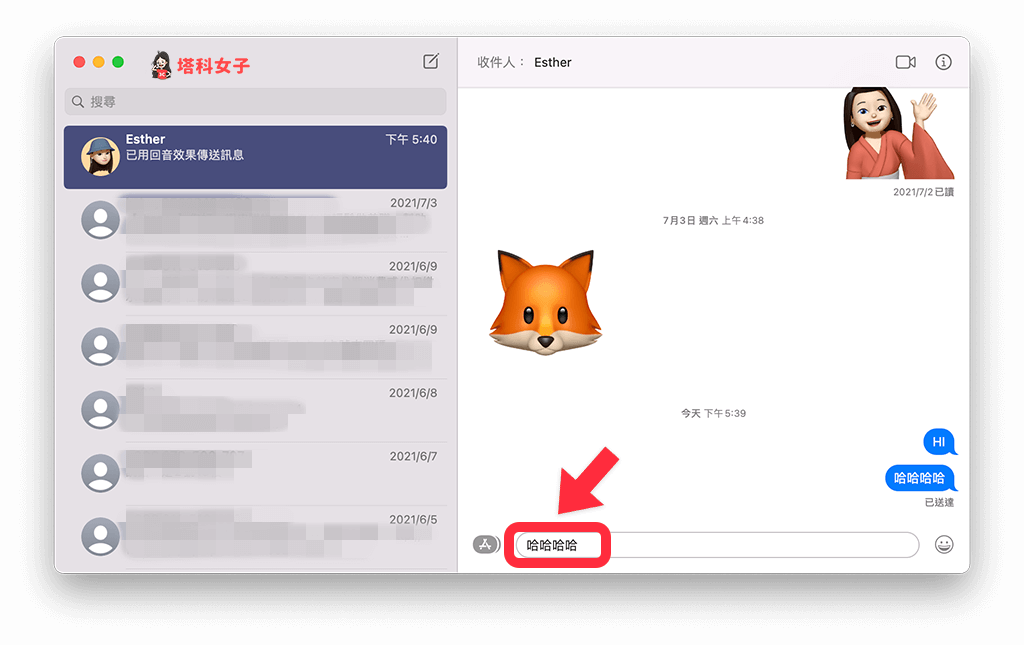 Mac 傳送 iMessage 特效：輸入訊息