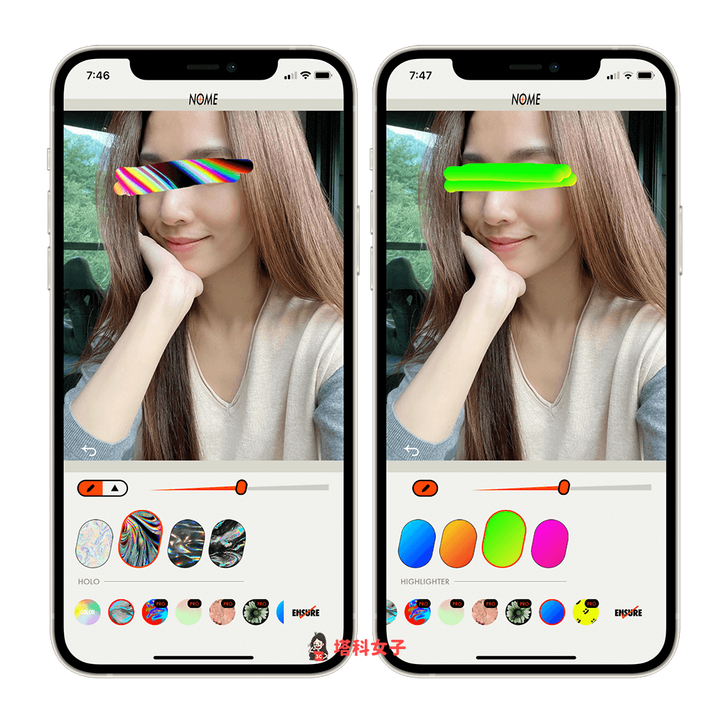 遮臉相機 App《NOME》：遮臉特效畫筆