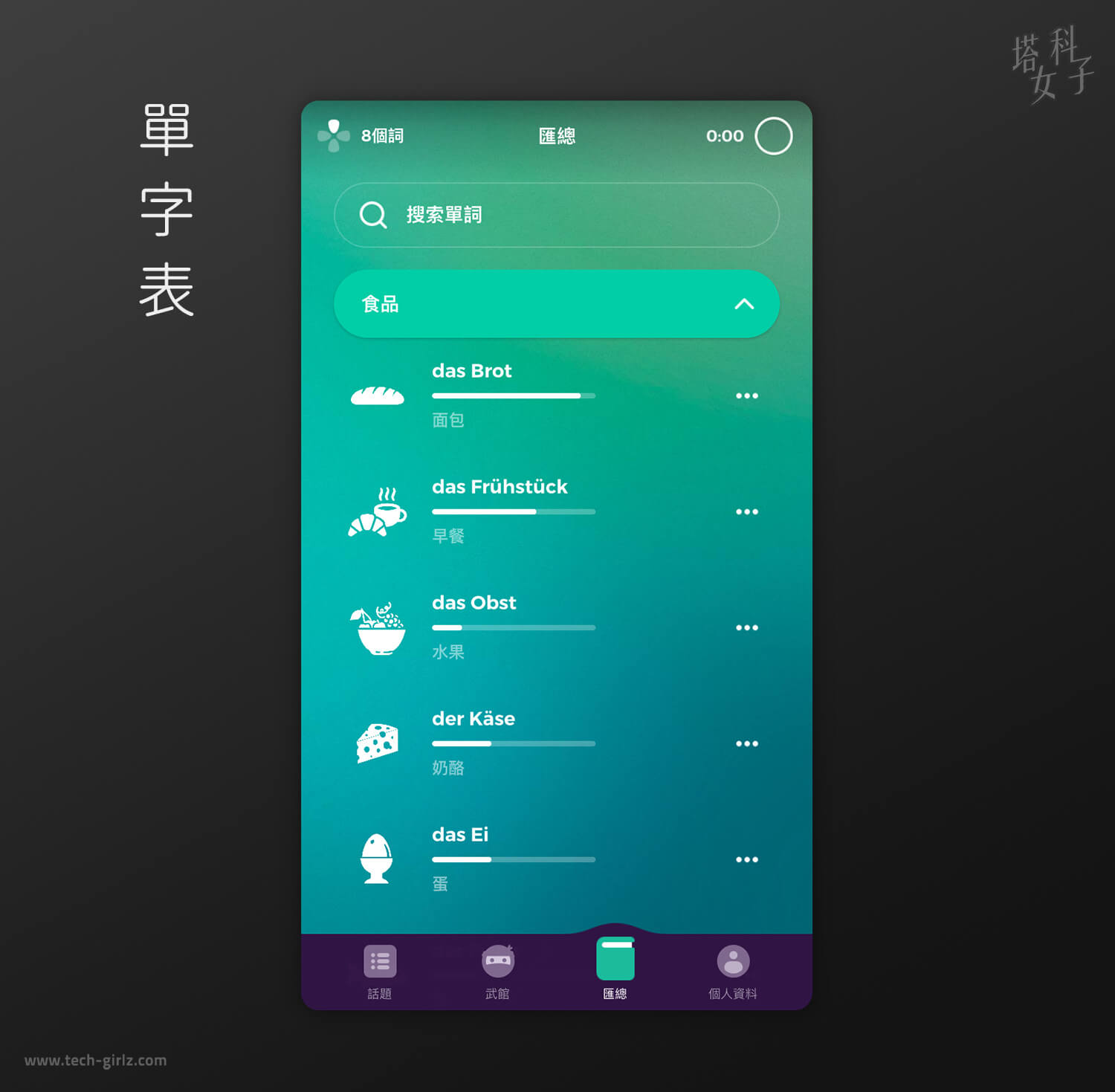 背單字 APP - Drops :  單字表