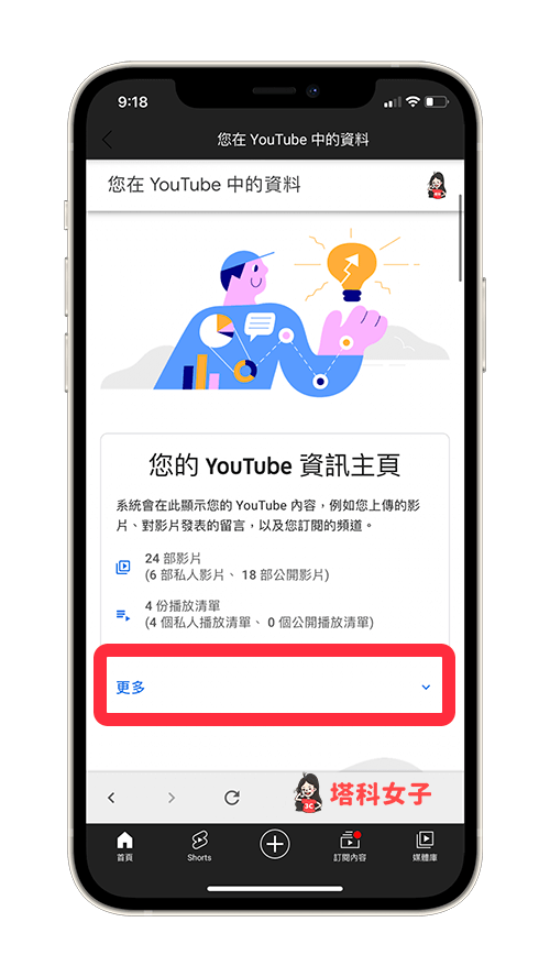 iOS 查詢 YouTube留言紀錄：點選「更多」