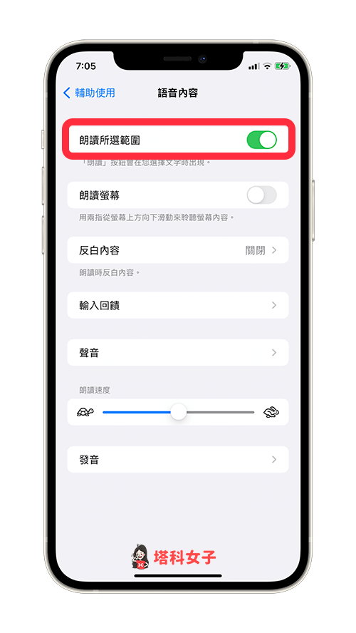 查詢 iPhone 表情符號含義：朗讀所選範圍