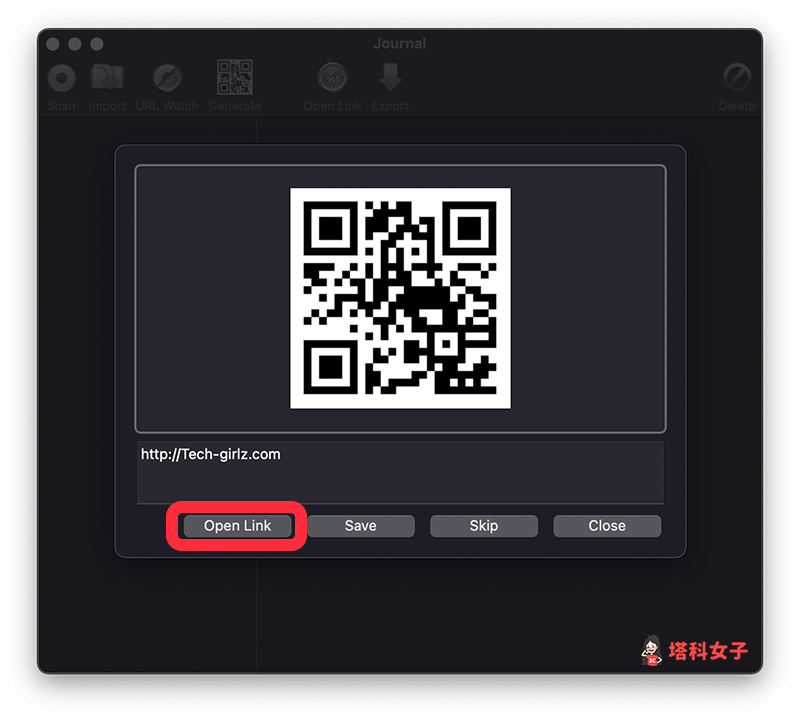 Mac 掃描 QR Code：透過 QR Journal 掃描