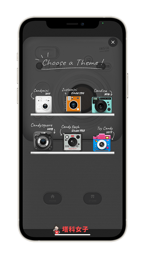 拍立得 App《InstaMini》：選擇拍立得相機