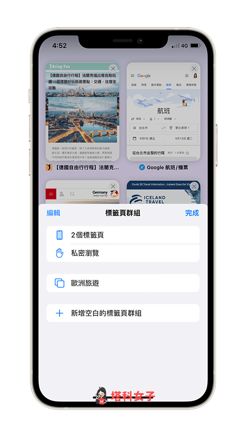 建立 Safari 標籤頁群組：查看所有標籤頁群組