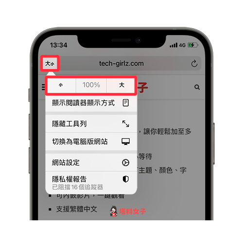 更改 iPhone 網頁字體大小：使用 Safari 內建功能