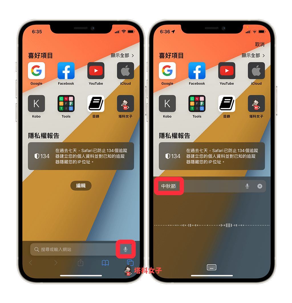 iOS 15 Safari 語音搜尋網頁