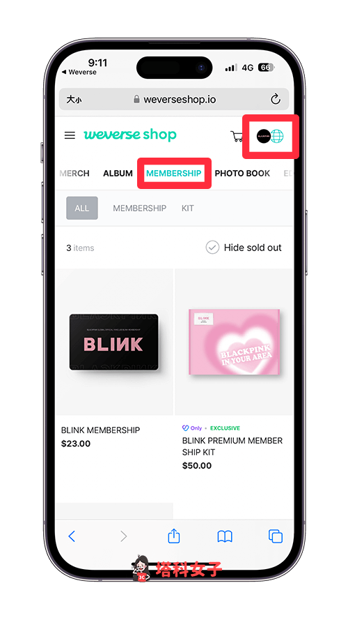 購買 BLINK MEMBERSHIP 會員：點進 Membership，按一下右上角地球圖示