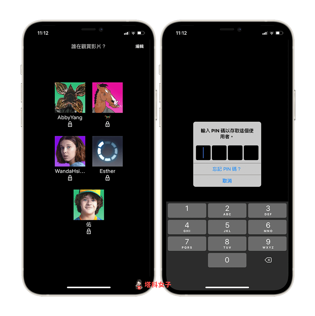 Netflix 家庭方案，使用者需輸入 PIN 碼