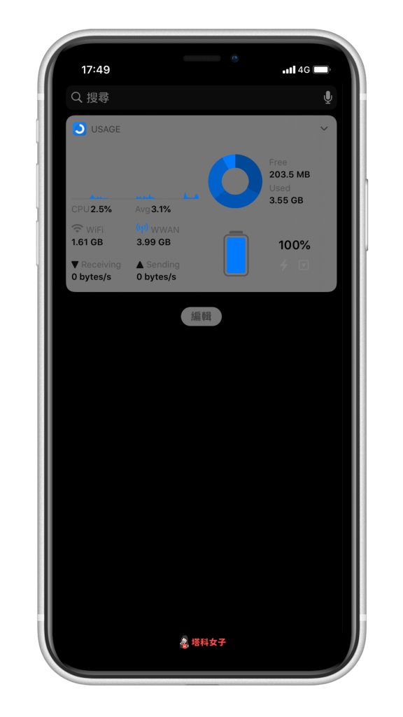 Usage App 幫你監控 iPhone 系統狀態 (CPU、記憶體、Wi-Fi 及行動數據流量) - iOS APP - 塔科女子