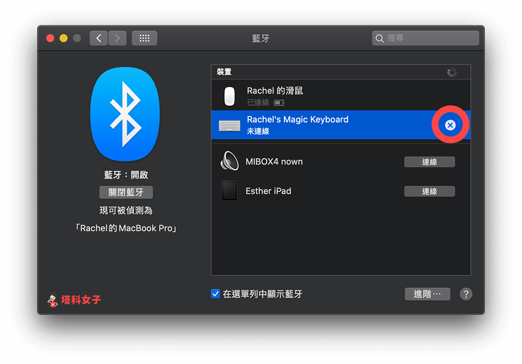 Magic Keyboard 巧控鍵盤與 iPad 配對連線：先在其他 Apple 裝置移除連線