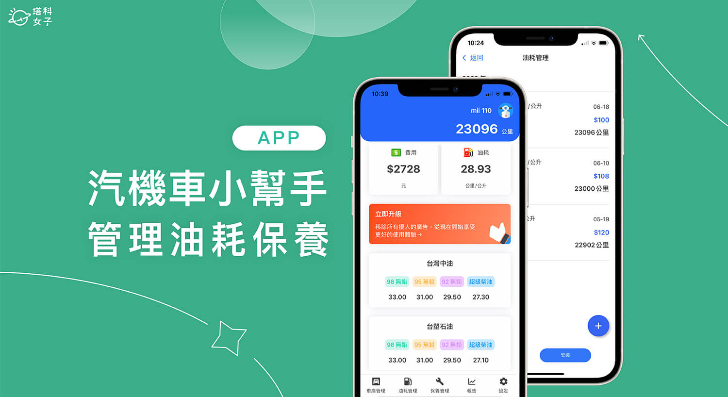 汽機車管理 App《機車小幫手》記錄油耗、保養維修費，追蹤油價