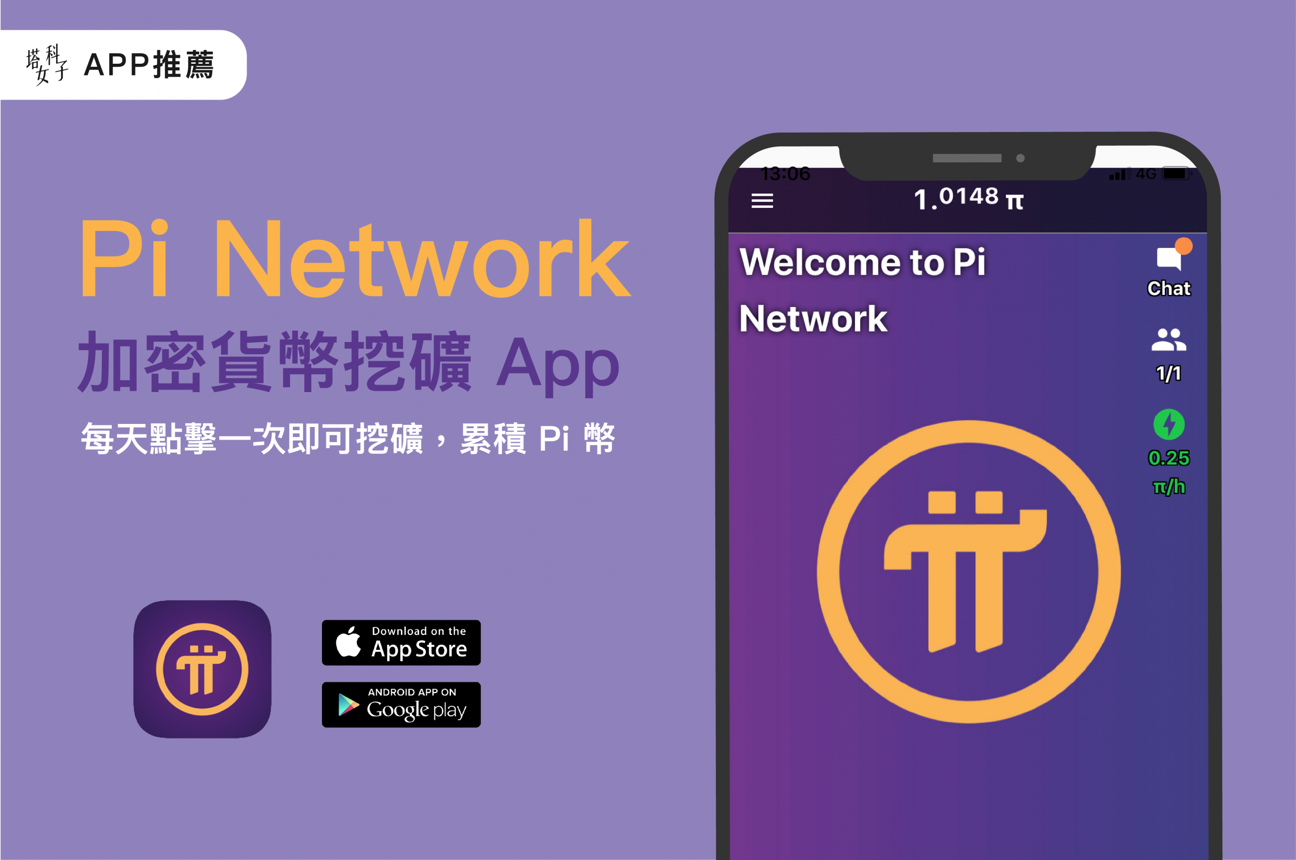 Pi Network 挖礦 APP，使用手機挖礦累積 Pi 幣